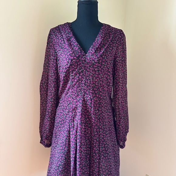 **TOMMY HILFIGER* Pink x Black Long Sleeve Floral Dress Size 10 - Picture 1 of 8